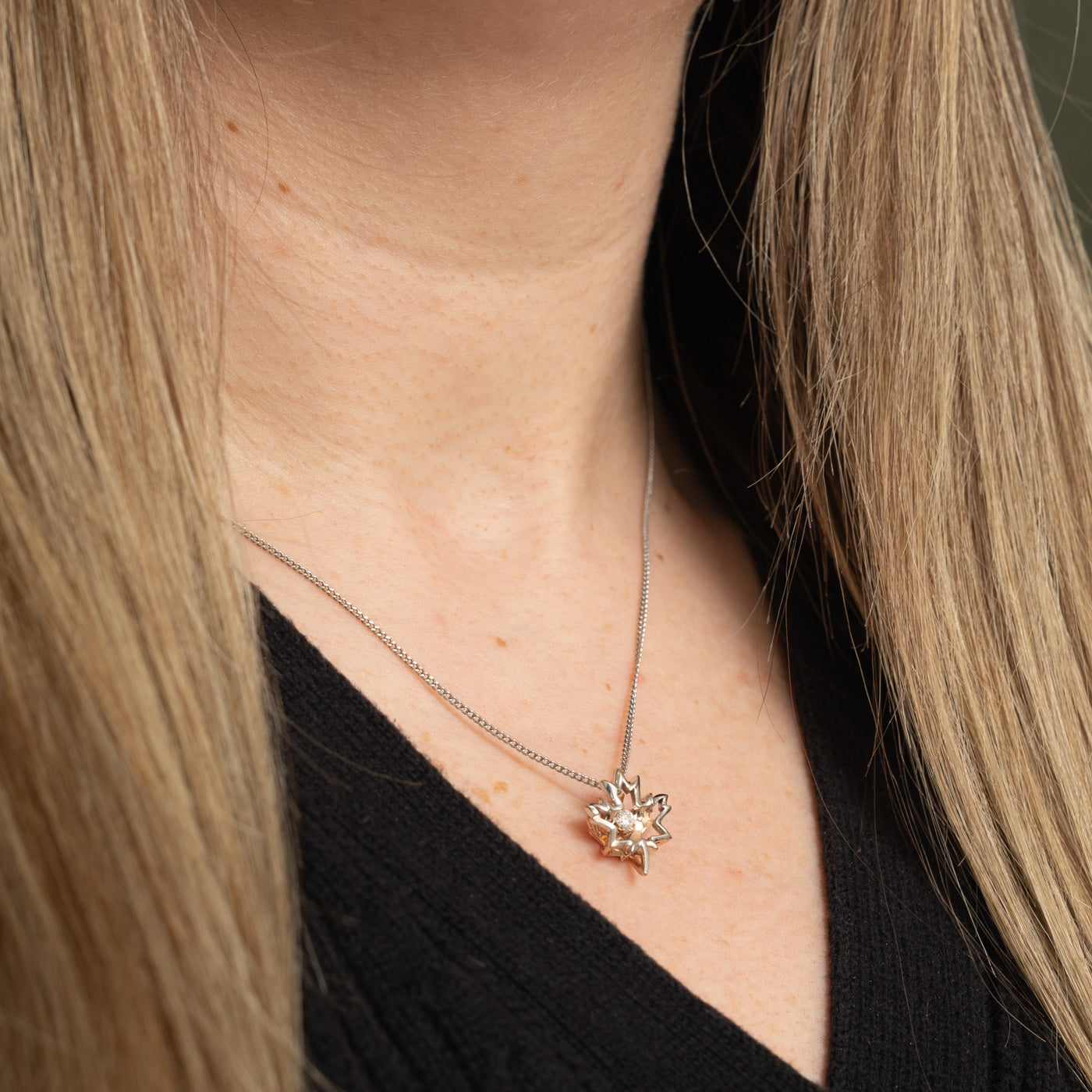 10k Diamond Maple Leaf Pendant