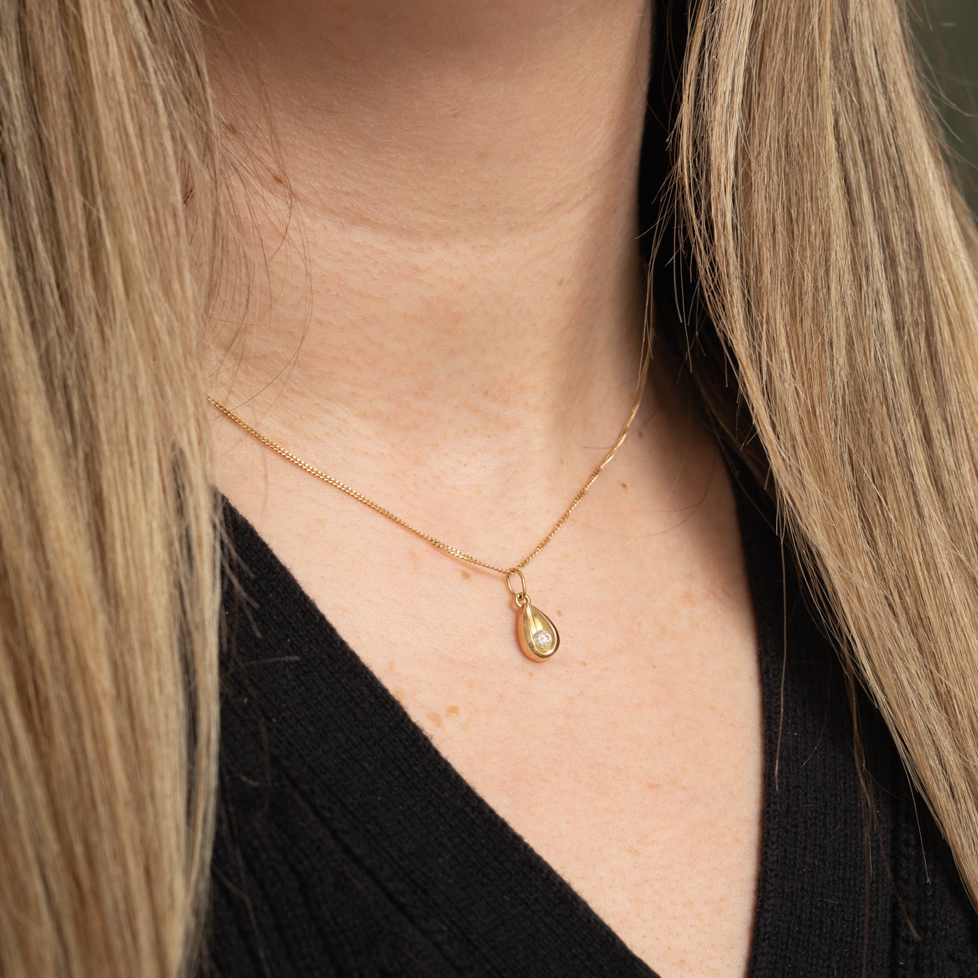 10k Diamond Teardrop Charm