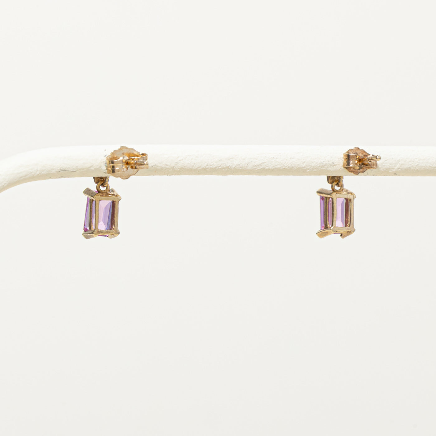 10k Synthetic Sapphire & Natural Diamond Stud Earrings | 1.20ctw, 0.01ctw