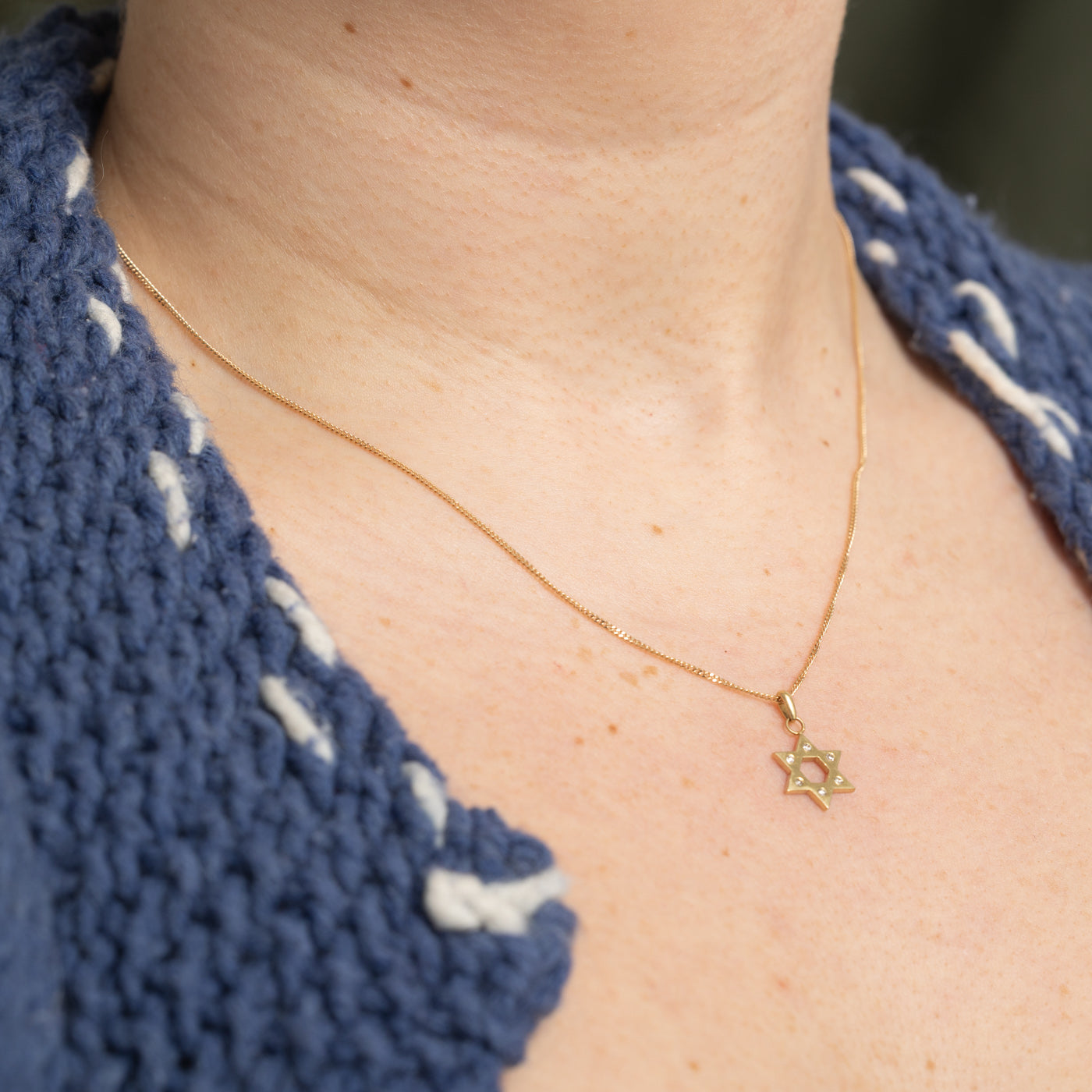 14k Diamond Star of David Pendant