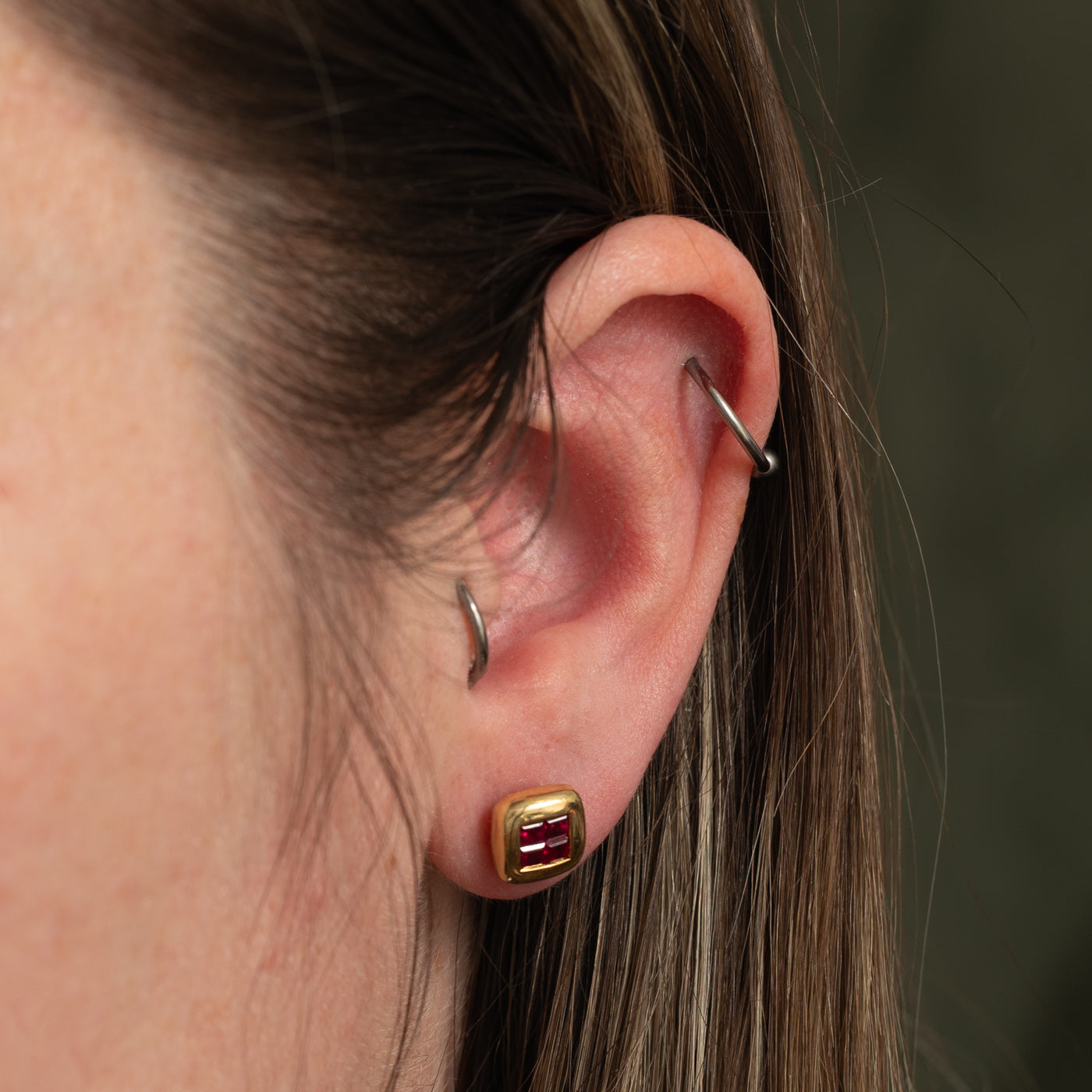 18k Invisible Set Ruby Stud Earrings | 0.28ctw