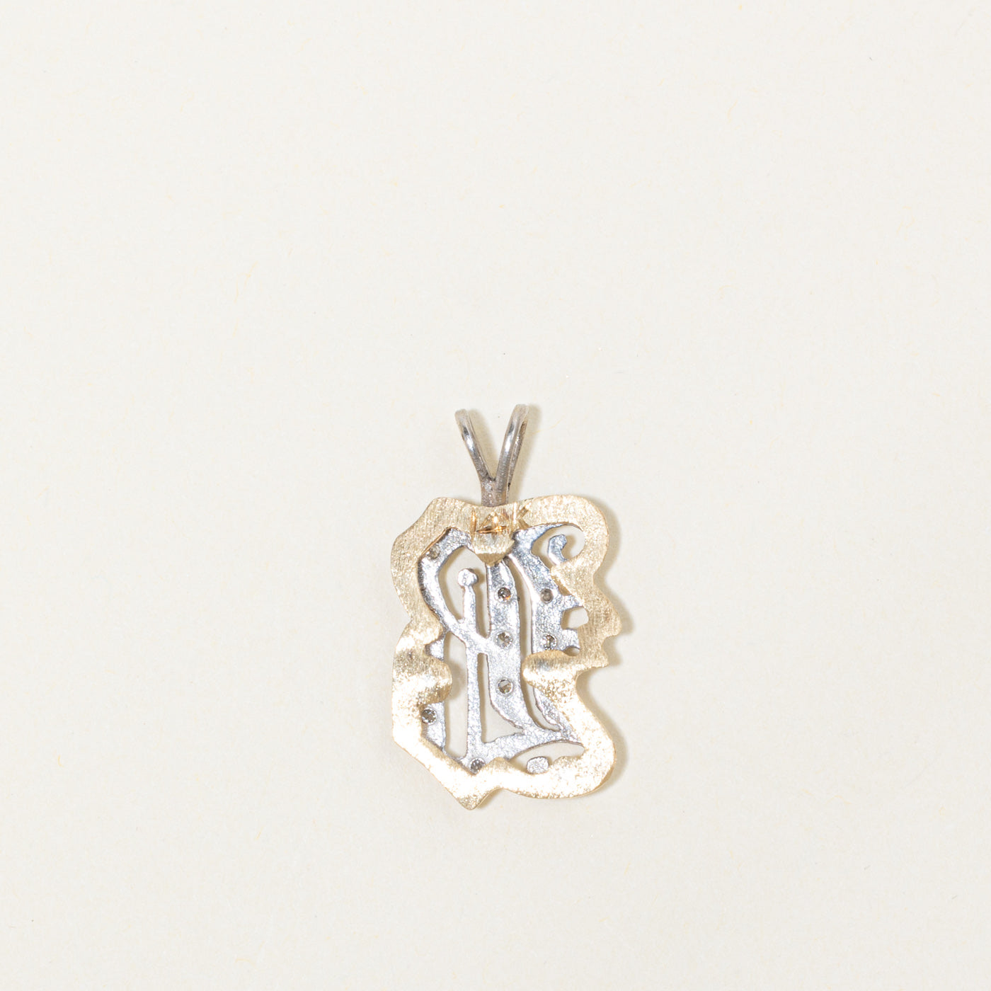 14k Diamond "B" Initial Pendant