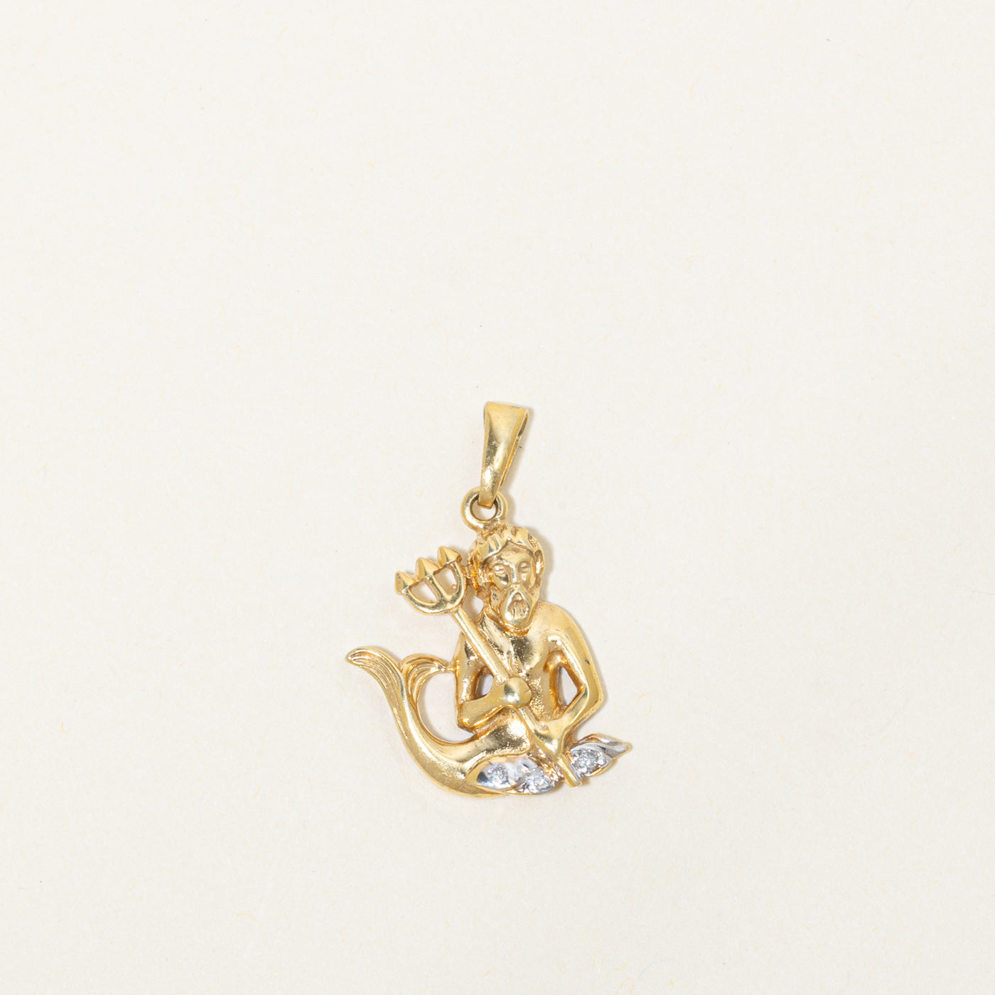 14k Aquarius Poseidon Zodiac Pendant