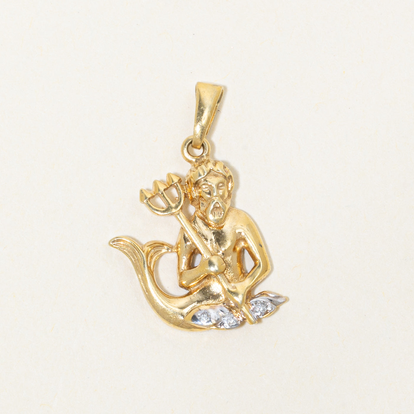 14k Aquarius Poseidon Zodiac Pendant