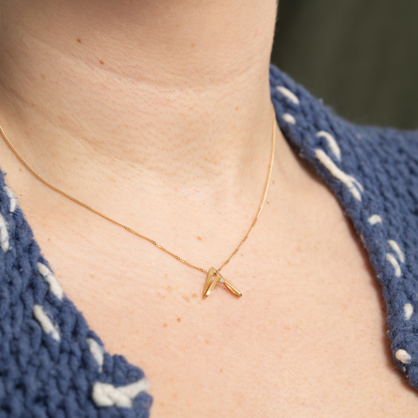 14k Diamond Chevron Pendant