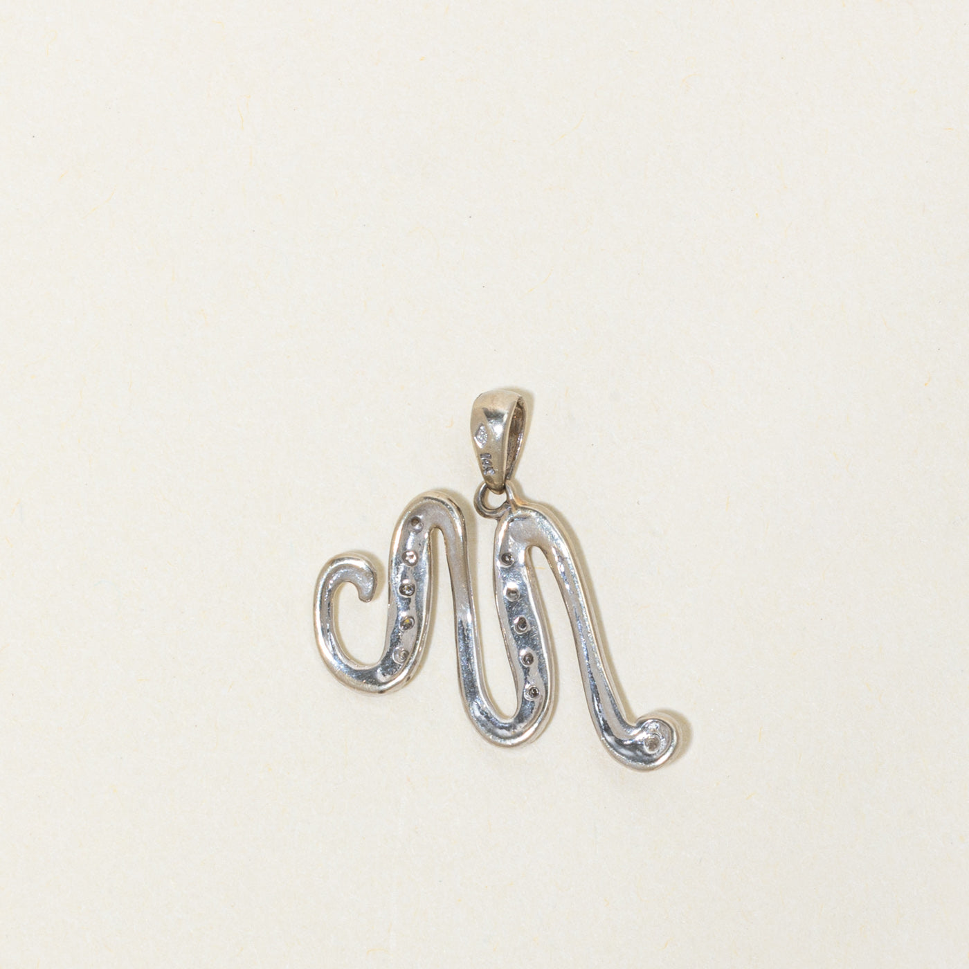 14k Diamond "M" Initial Pendant