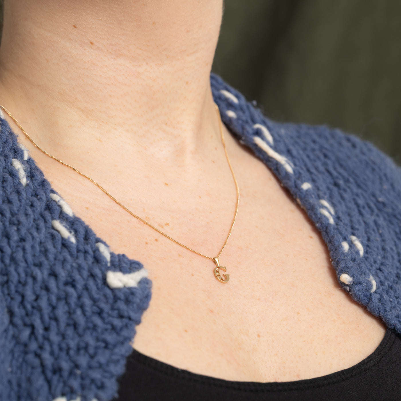 10k Diamond "G" Initial Pendant