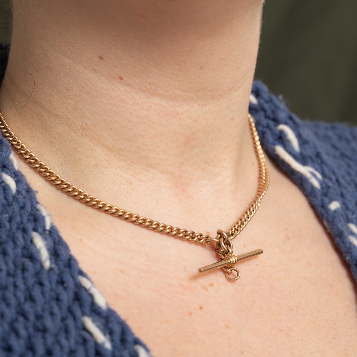 1930 Birmingham 9K Rose Gold T Bar Watch Chain | 4.60mm | 15" |