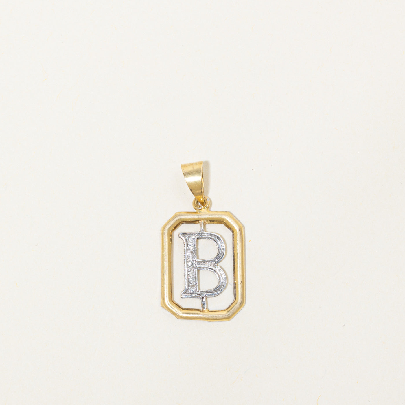 18k Diamond "B" Initial Pendant
