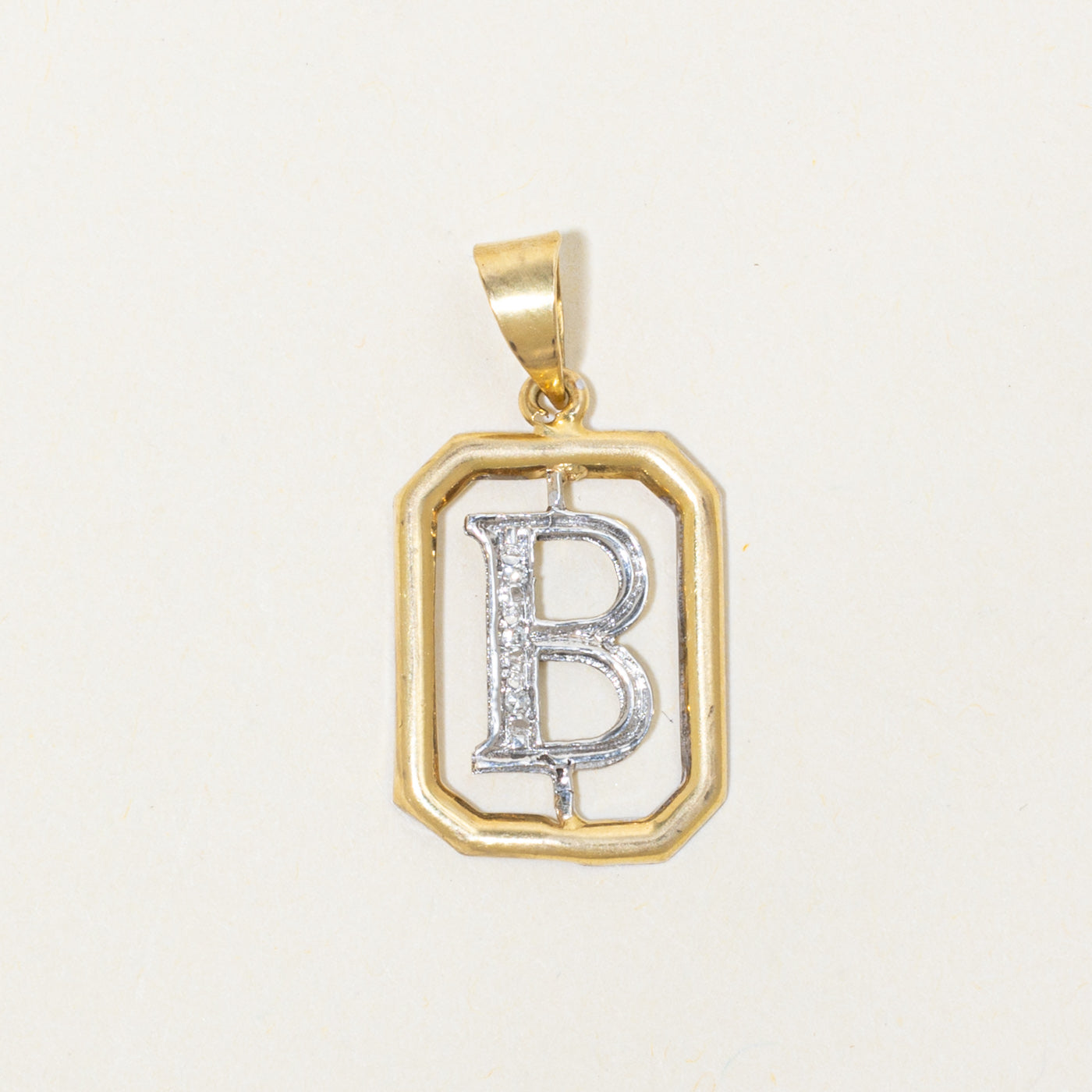 18k Diamond "B" Initial Pendant