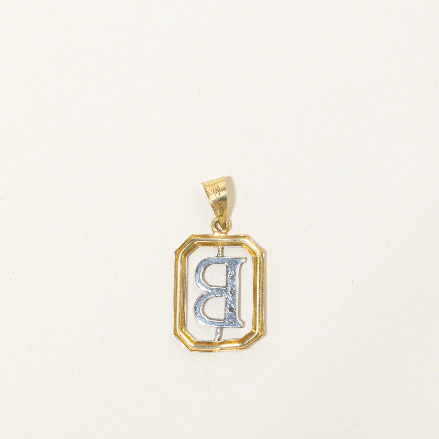 18k Diamond "B" Initial Pendant