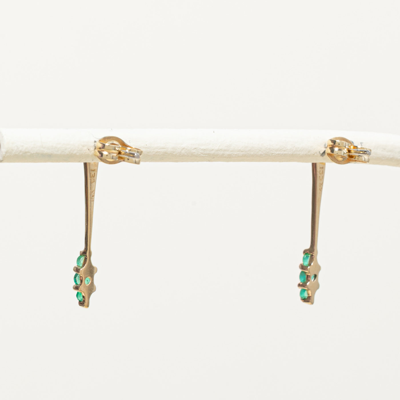 14k Emerald & Diamond Drop Earrings | 0.10ctw, 0.06ctw