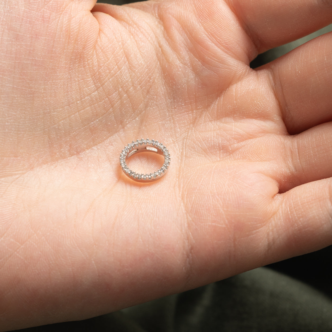 10k Pavé Set Diamond Circle Pendant