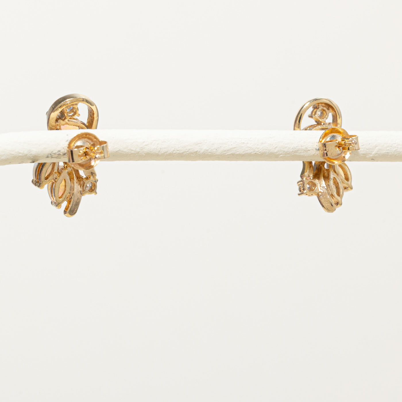 14k Opal & Diamond Floral Cluster Earrings | 0.09ctw, 0.09ctw