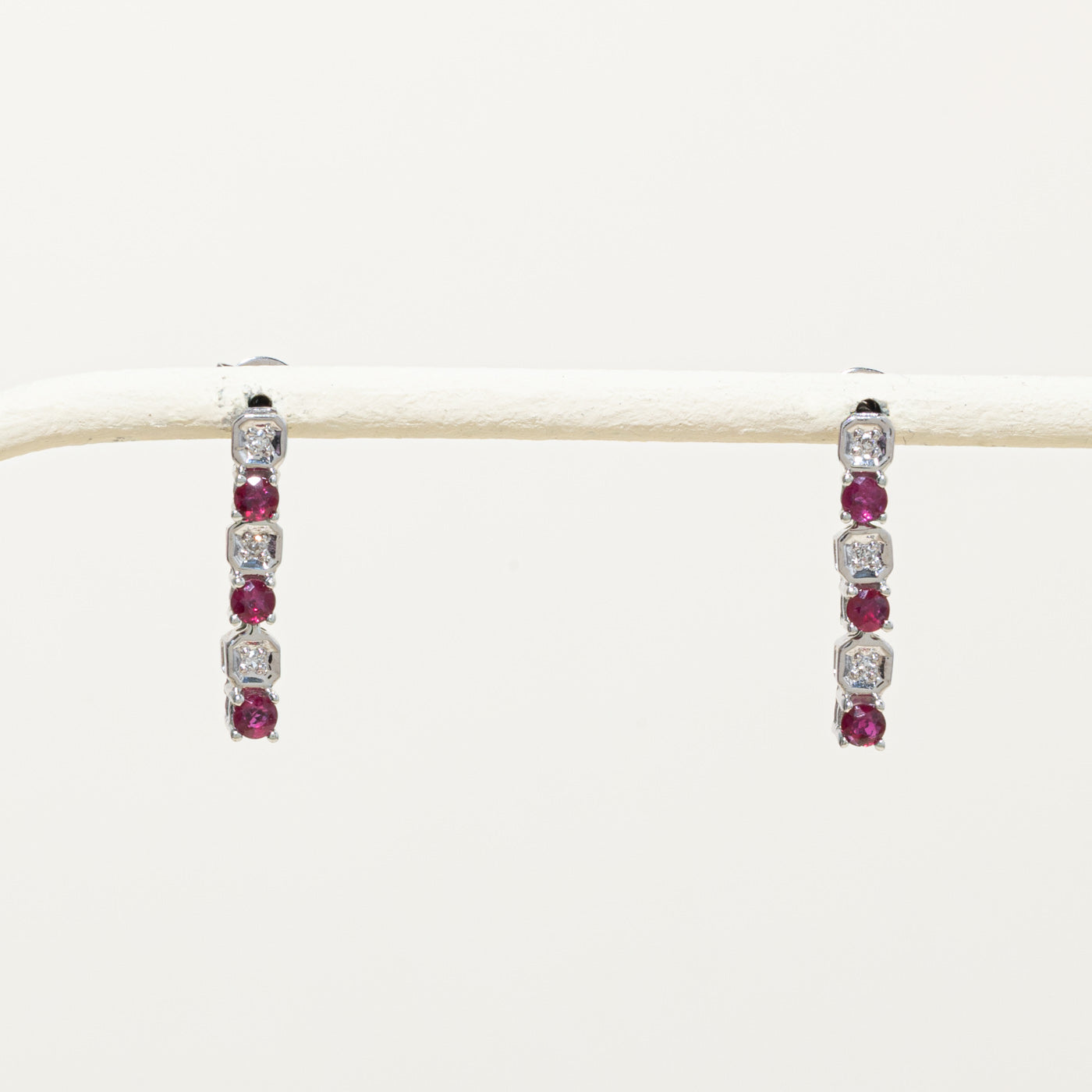 14k Ruby & Diamond Drop Earrings | 0.60ctw, 0.03ctw