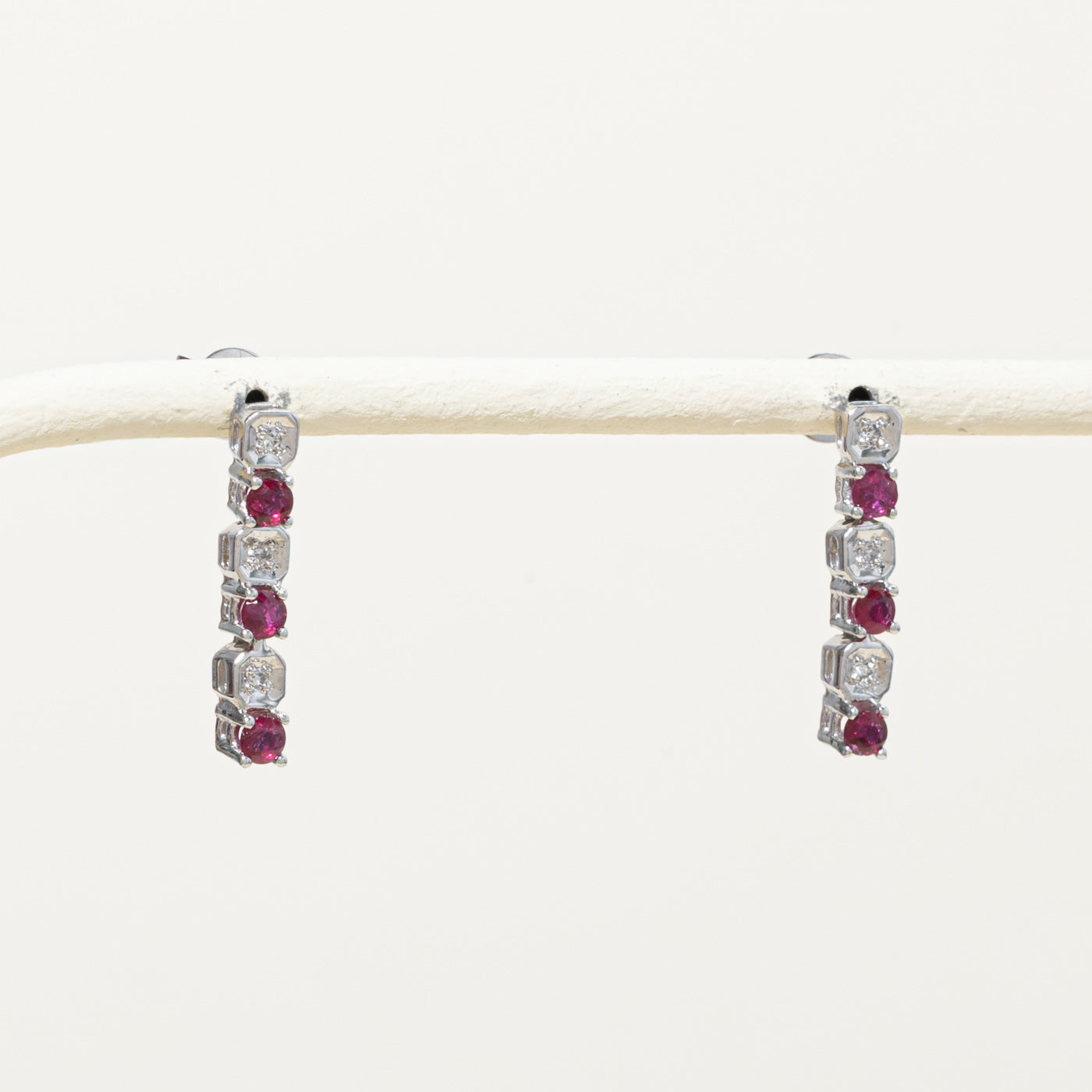 14k Ruby & Diamond Drop Earrings | 0.60ctw, 0.03ctw