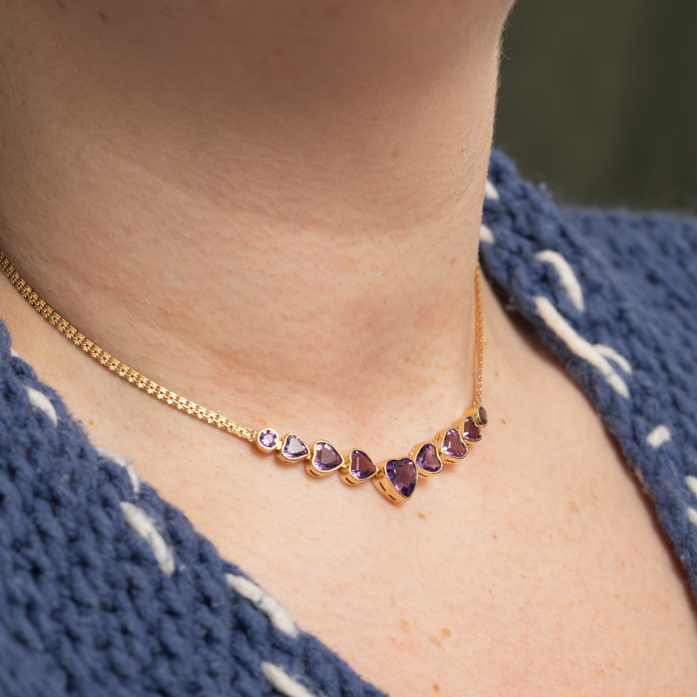 Heart Cut Amethyst Necklace | 5.0ctw | 15"