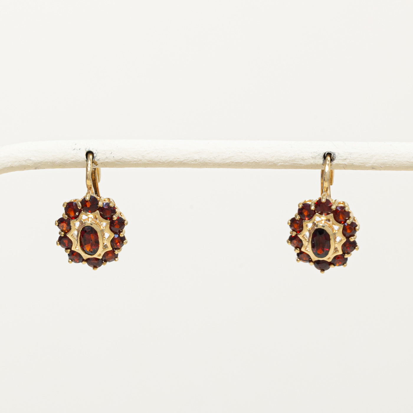 18k Garnet Floral Cluster Drop Earrings | 2.00ctw