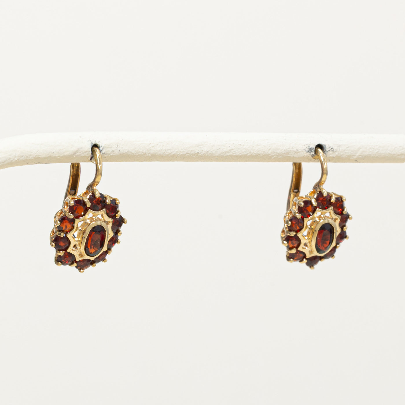 18k Garnet Floral Cluster Drop Earrings | 2.00ctw