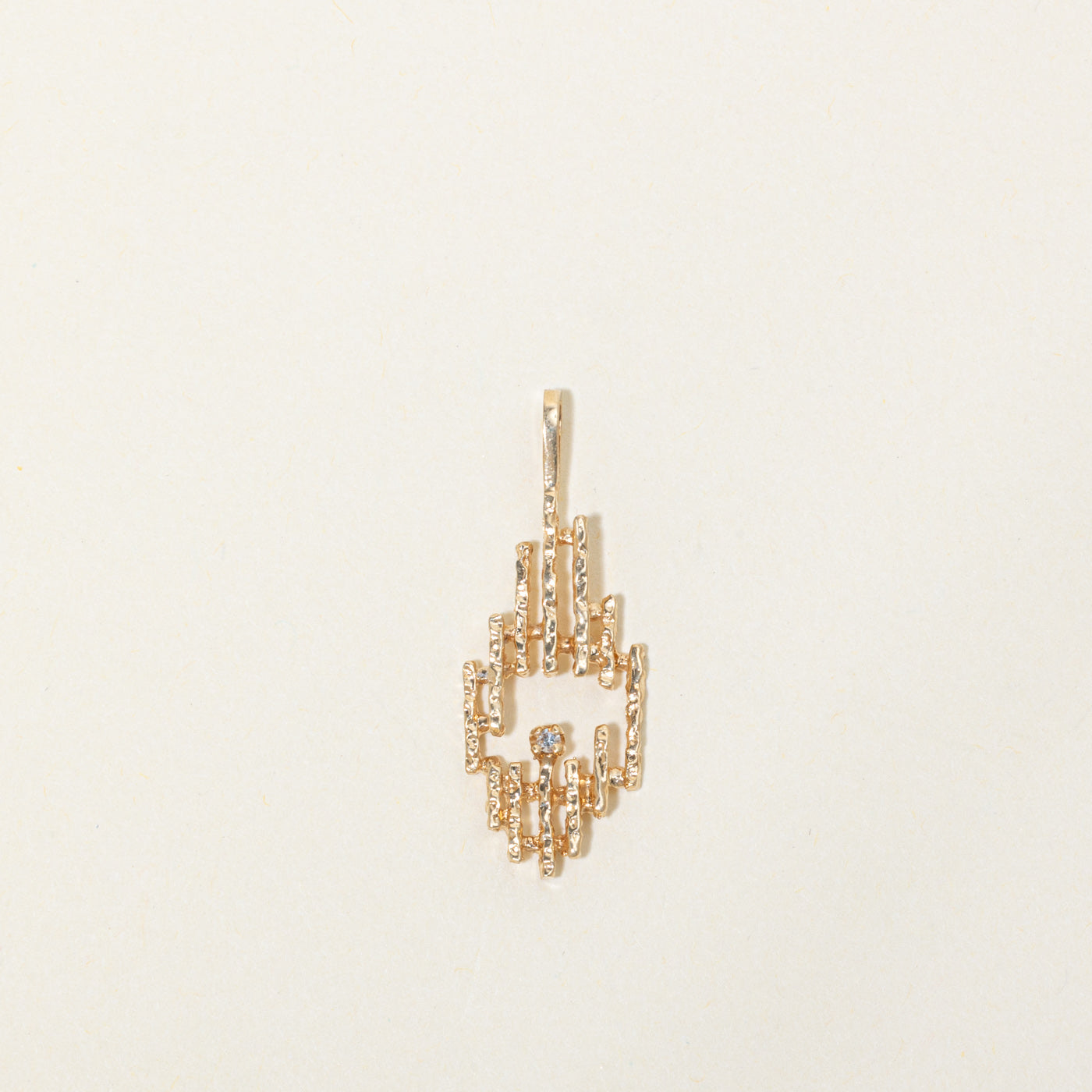 14k Diamond Textured Geometric Pendant