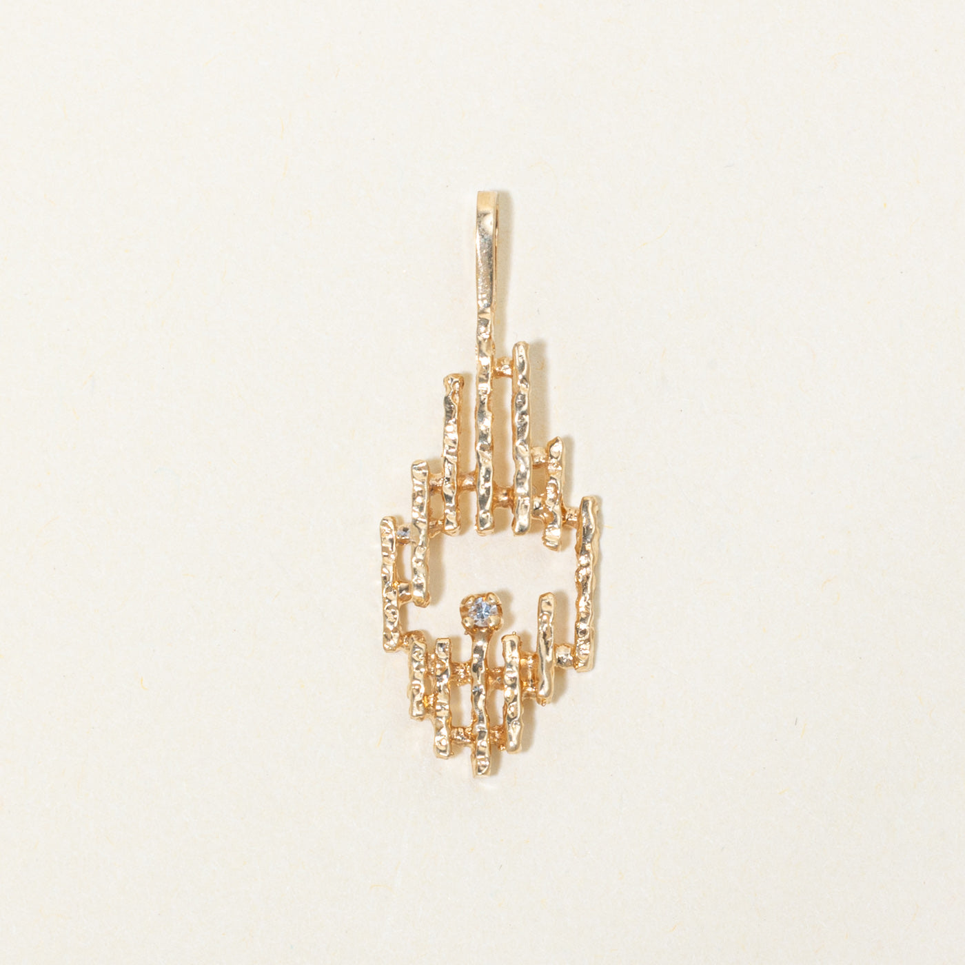 14k Diamond Textured Geometric Pendant