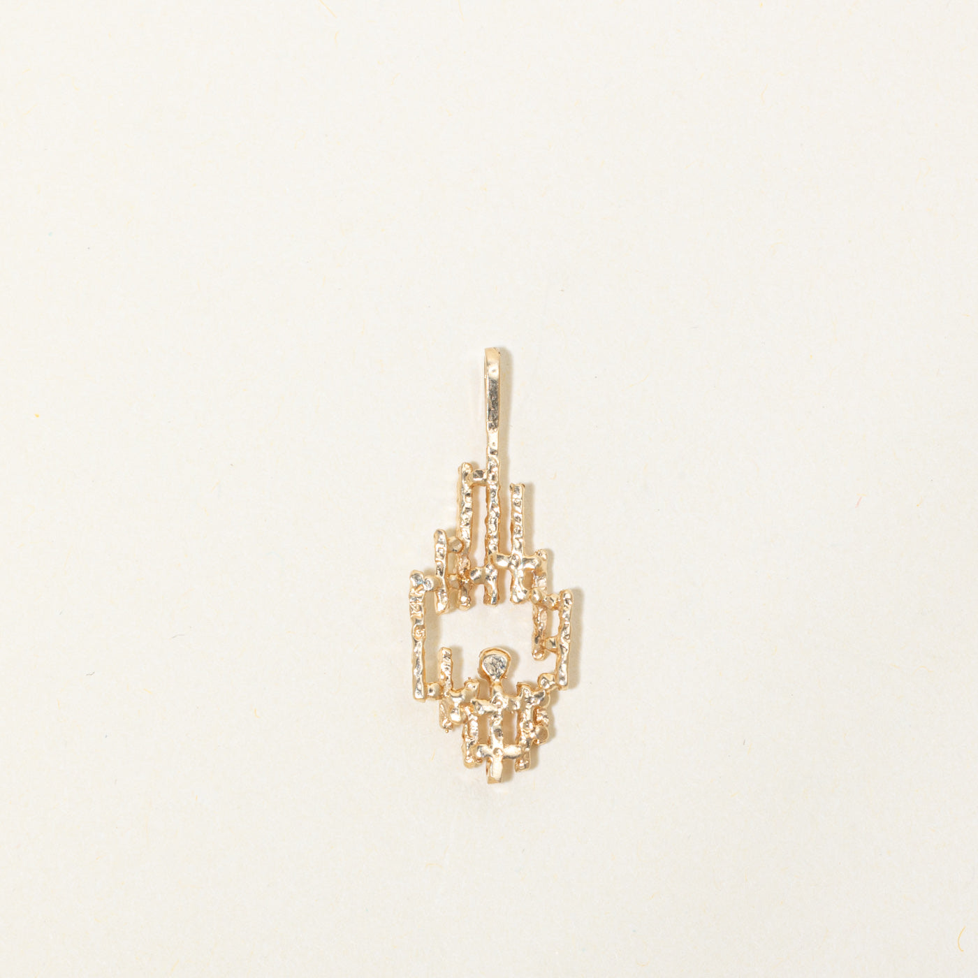 14k Diamond Textured Geometric Pendant