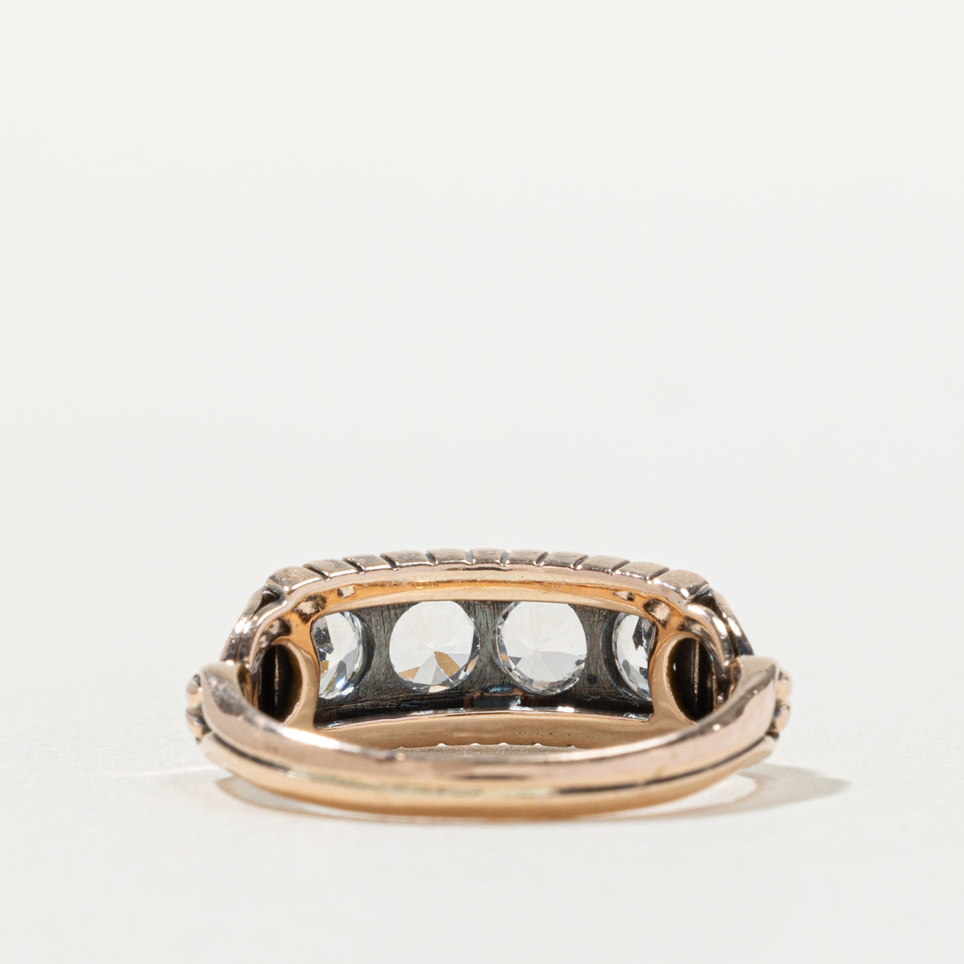 Mid-Century 14k Synthetic Colourless Sapphire Panel Ring | 1.00ctw | SZ 4