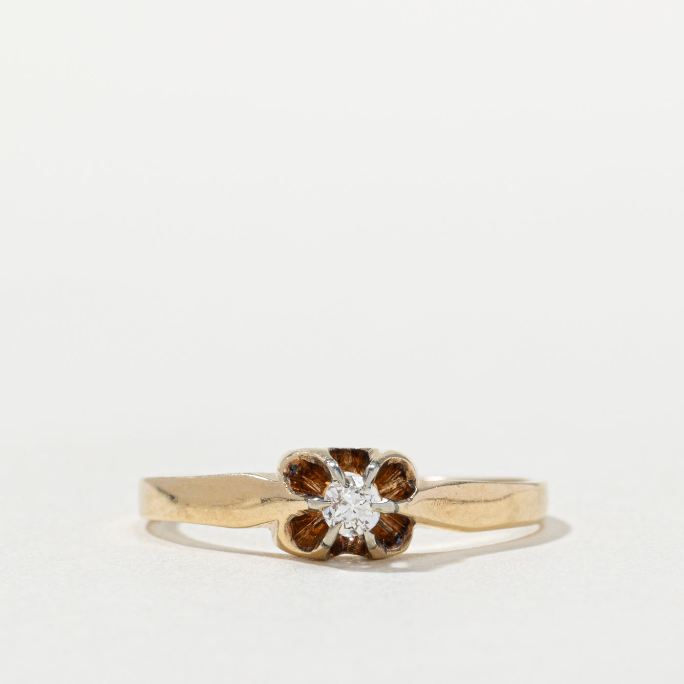 Old Mine Cut Belcher Set Diamond Ring | 0.08ctw | SZ 7.5