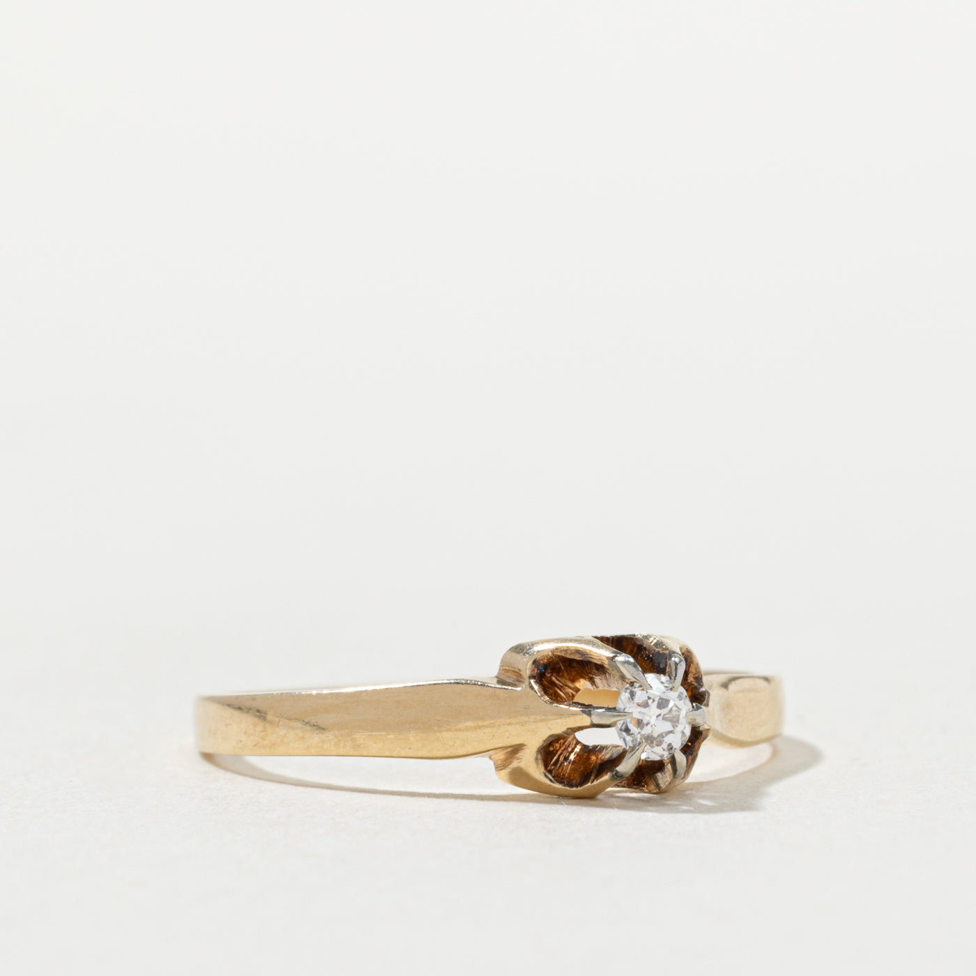 Old Mine Cut Belcher Set Diamond Ring | 0.08ctw | SZ 7.5