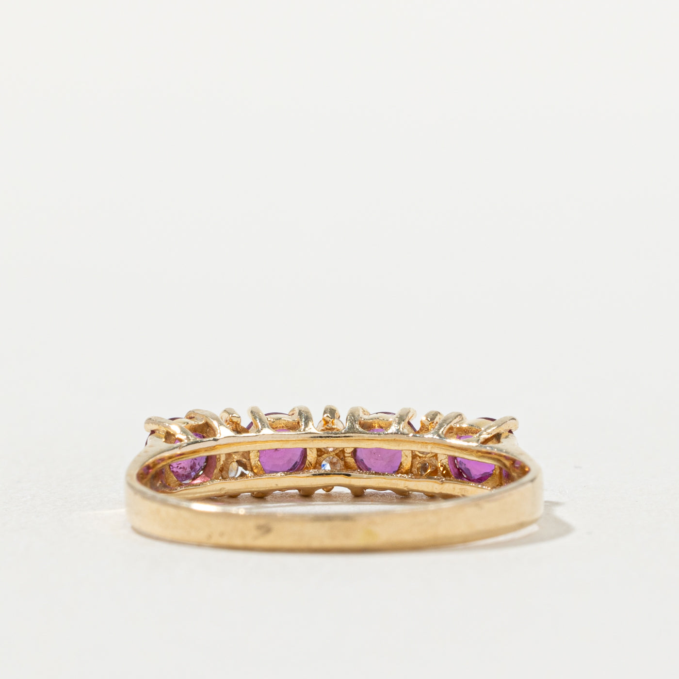 14k Four Stone Ruby & Diamond Accented Band | 0.50ctw, 0.06ctw | SZ 5