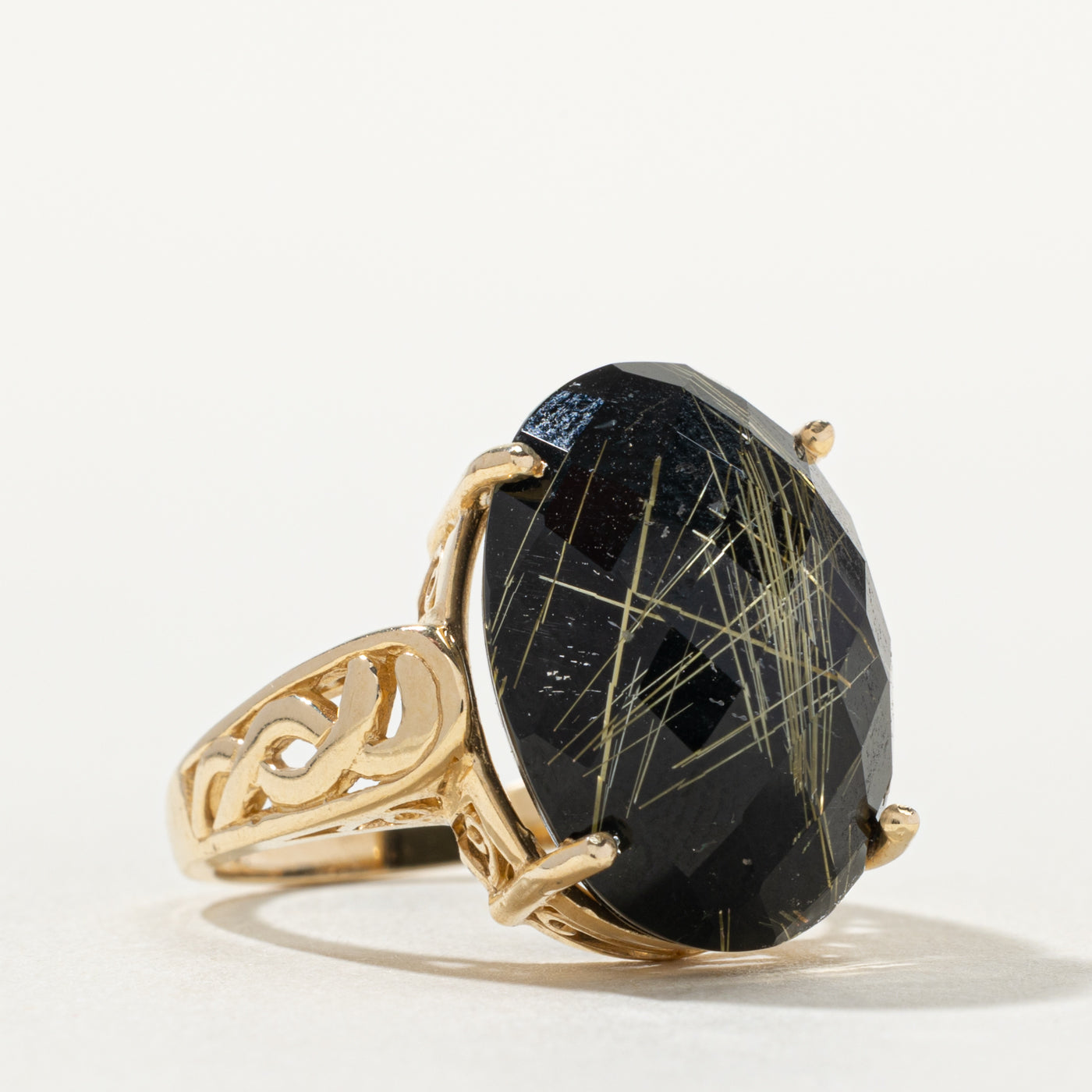 14k Quartz Openwork Cocktail Ring | 13.50ct | SZ 6.25