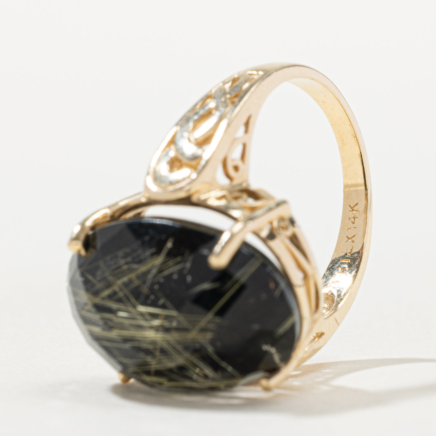14k Quartz Openwork Cocktail Ring | 13.50ct | SZ 6.25