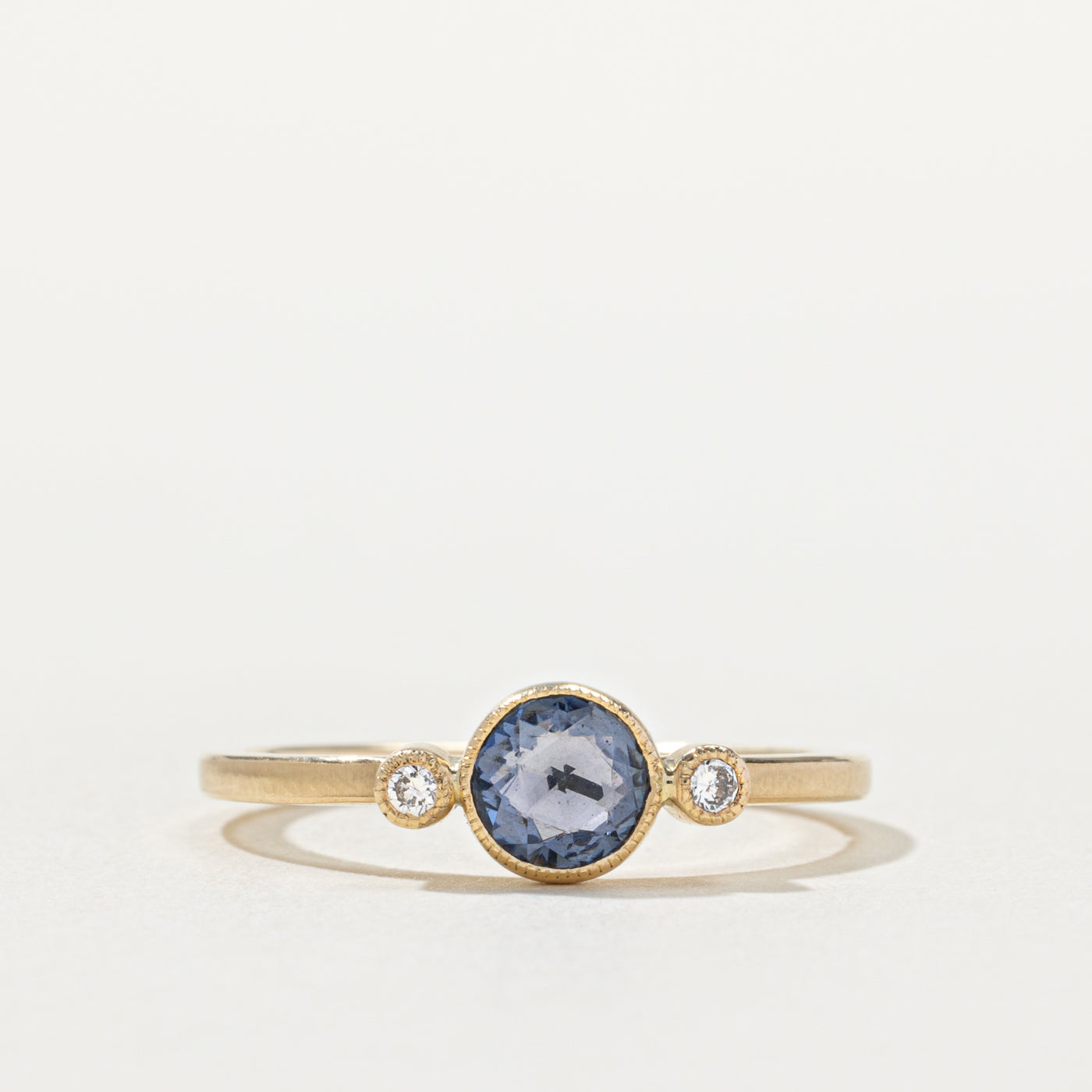 14k Bezel Set Sapphire & Diamond Ring | 0.50ct, 0.04ctw | SZ 7