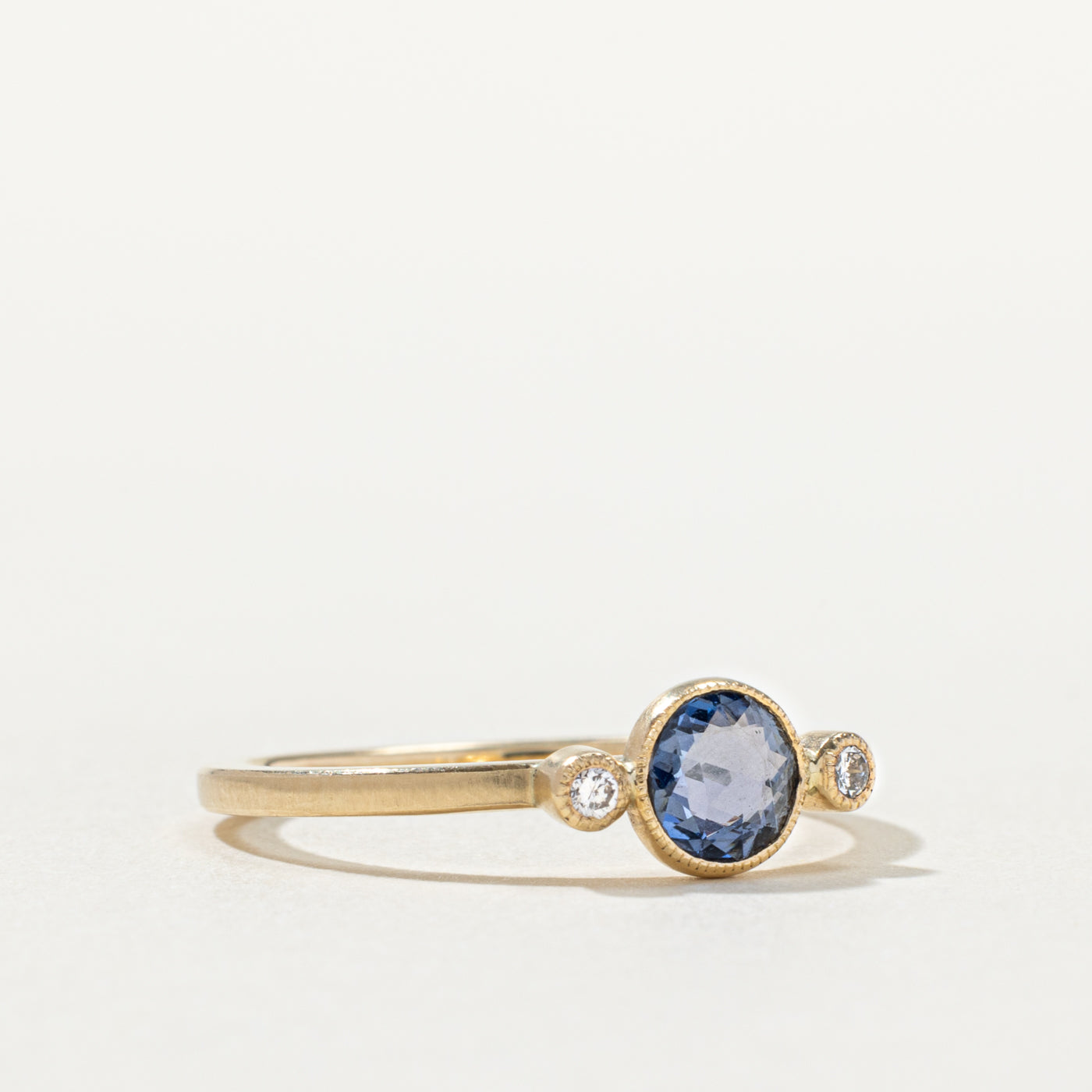 14k Bezel Set Sapphire & Diamond Ring | 0.50ct, 0.04ctw | SZ 7
