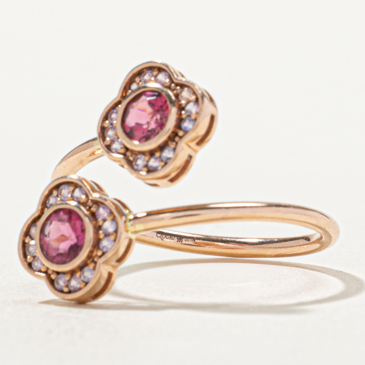 10k Pink Sapphire & Tourmaline Floral Ring | 0.36ctw, 0.18ctw | SZ 8