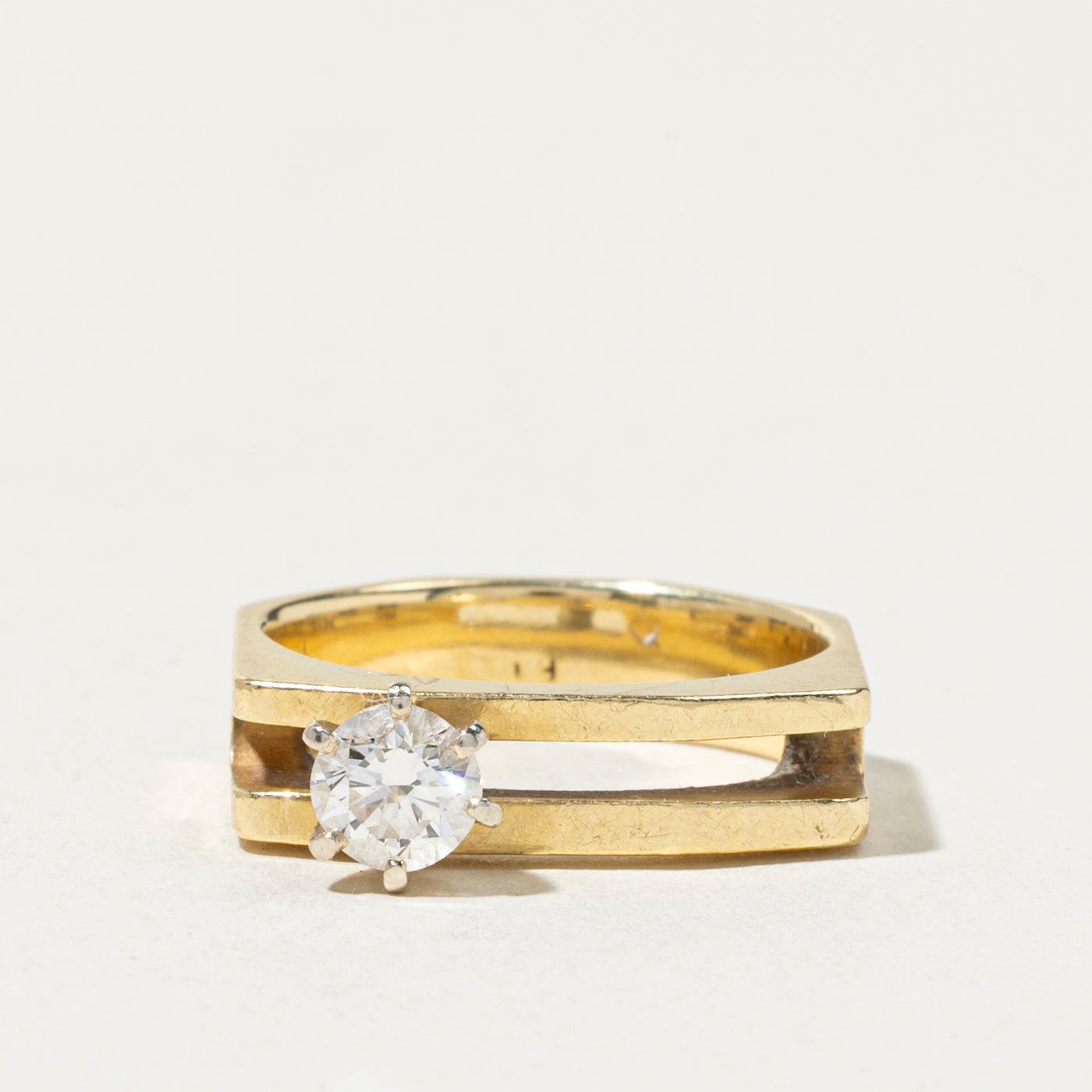 18k Diamond Solitaire Open Band Ring | 0.57ctw | 5mm | SZ 8