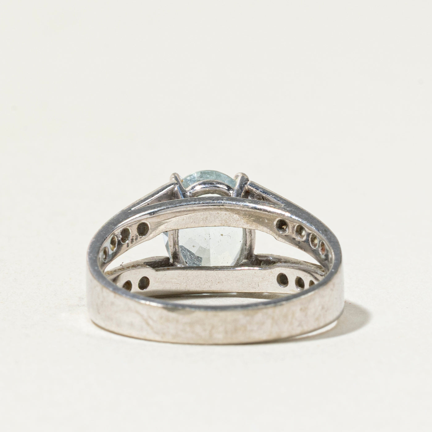10k Aquamarine & Diamond Cocktail Ring | 1.40ct, 0.36ctw | SZ 6.5