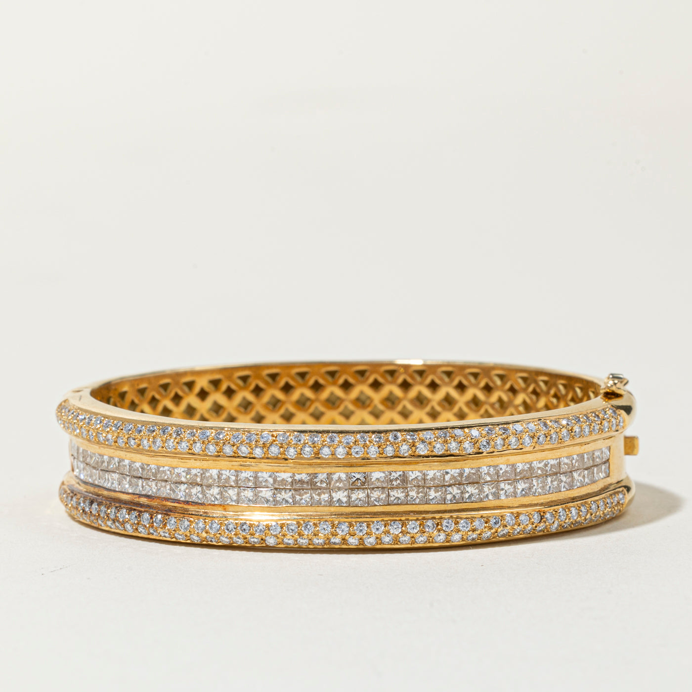 18k Diamond Multi Row Bangle Bracelet | 6.17ctw | 6.75"