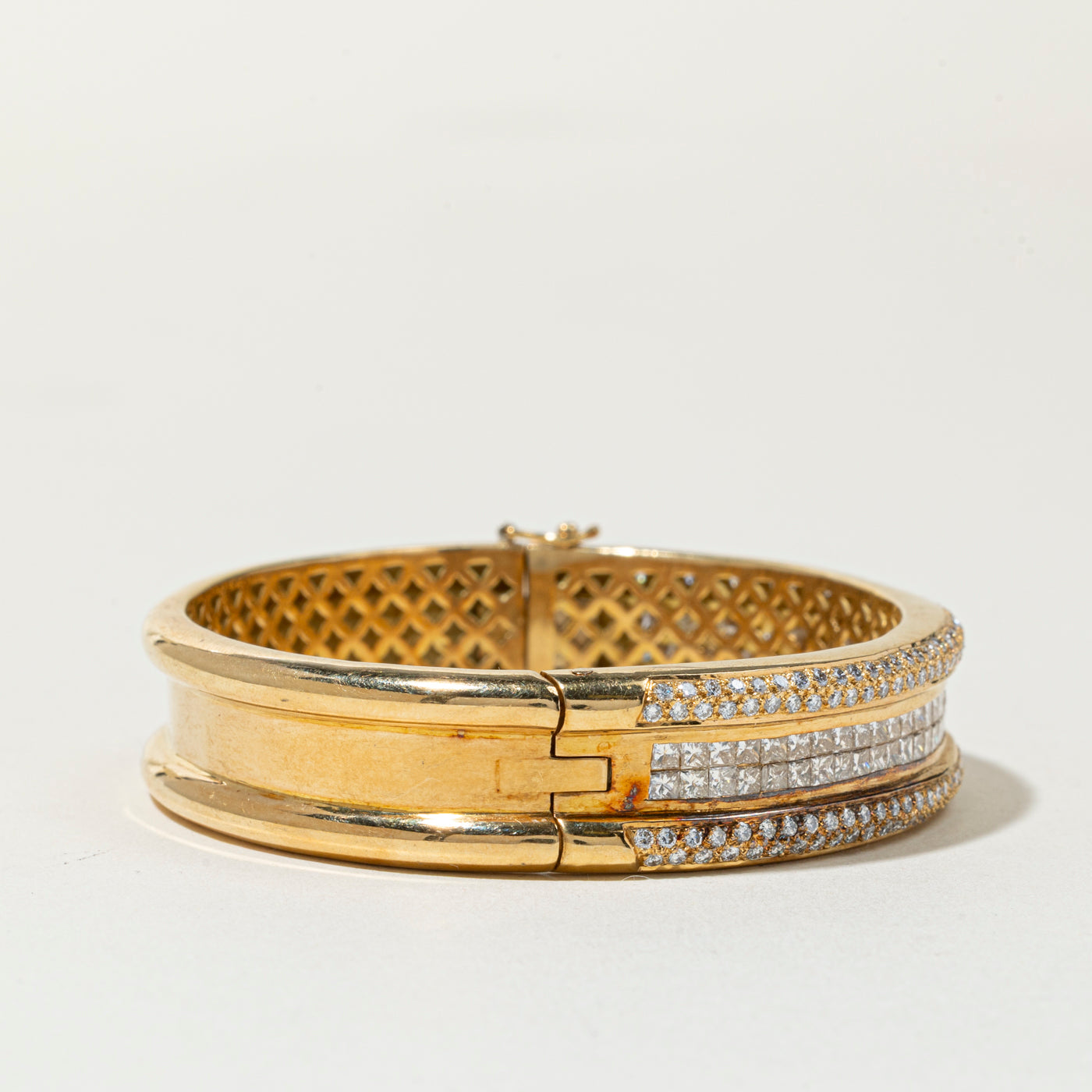 18k Diamond Multi Row Bangle Bracelet | 6.17ctw | 6.75"