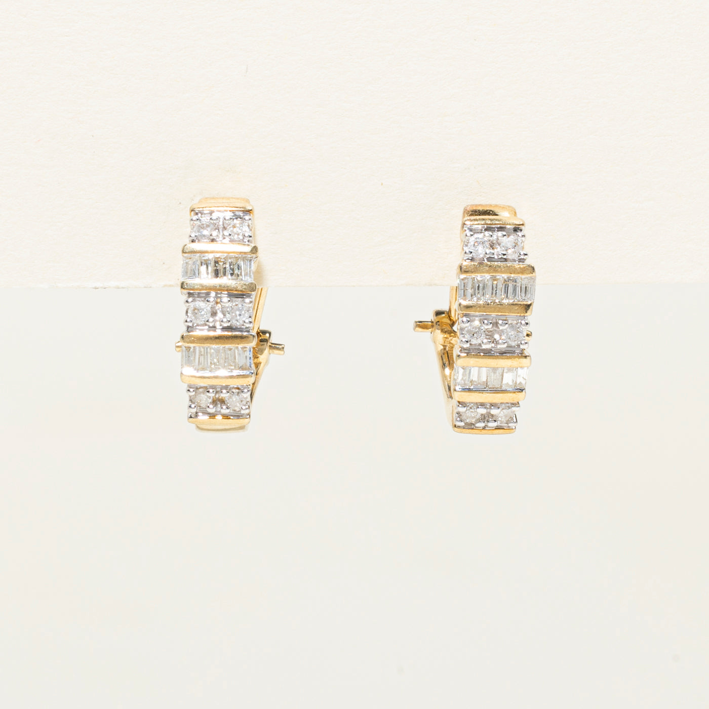 14k Diamond Multi Row Half Hoop Earrings | 0.63ctw