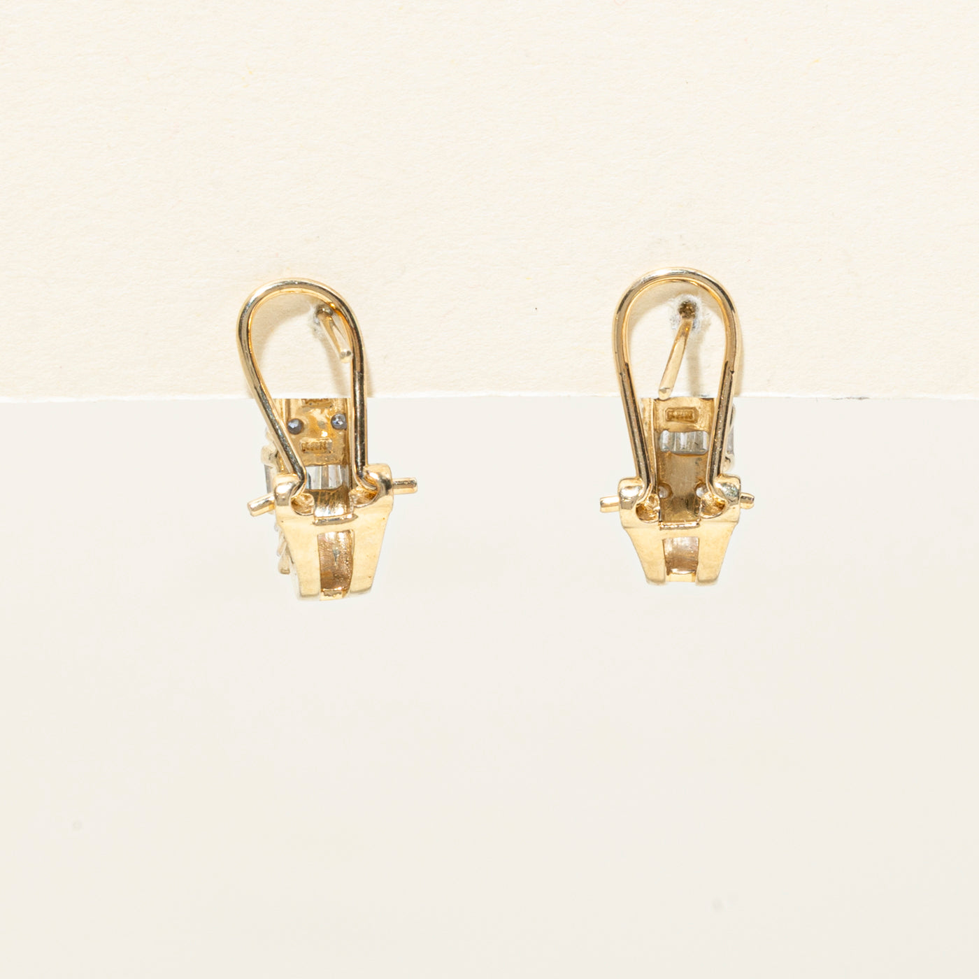 14k Diamond Multi Row Half Hoop Earrings | 0.63ctw