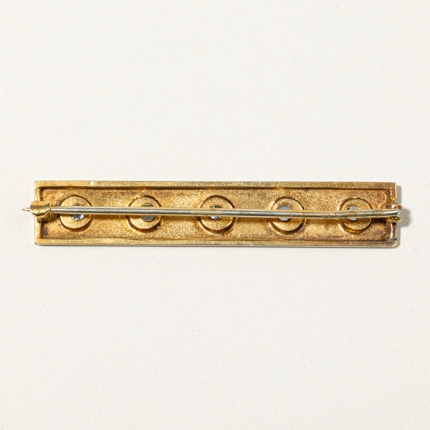 Victorian 14k Old Mine Diamond & Pearl Bar Brooch | 0.23ctw