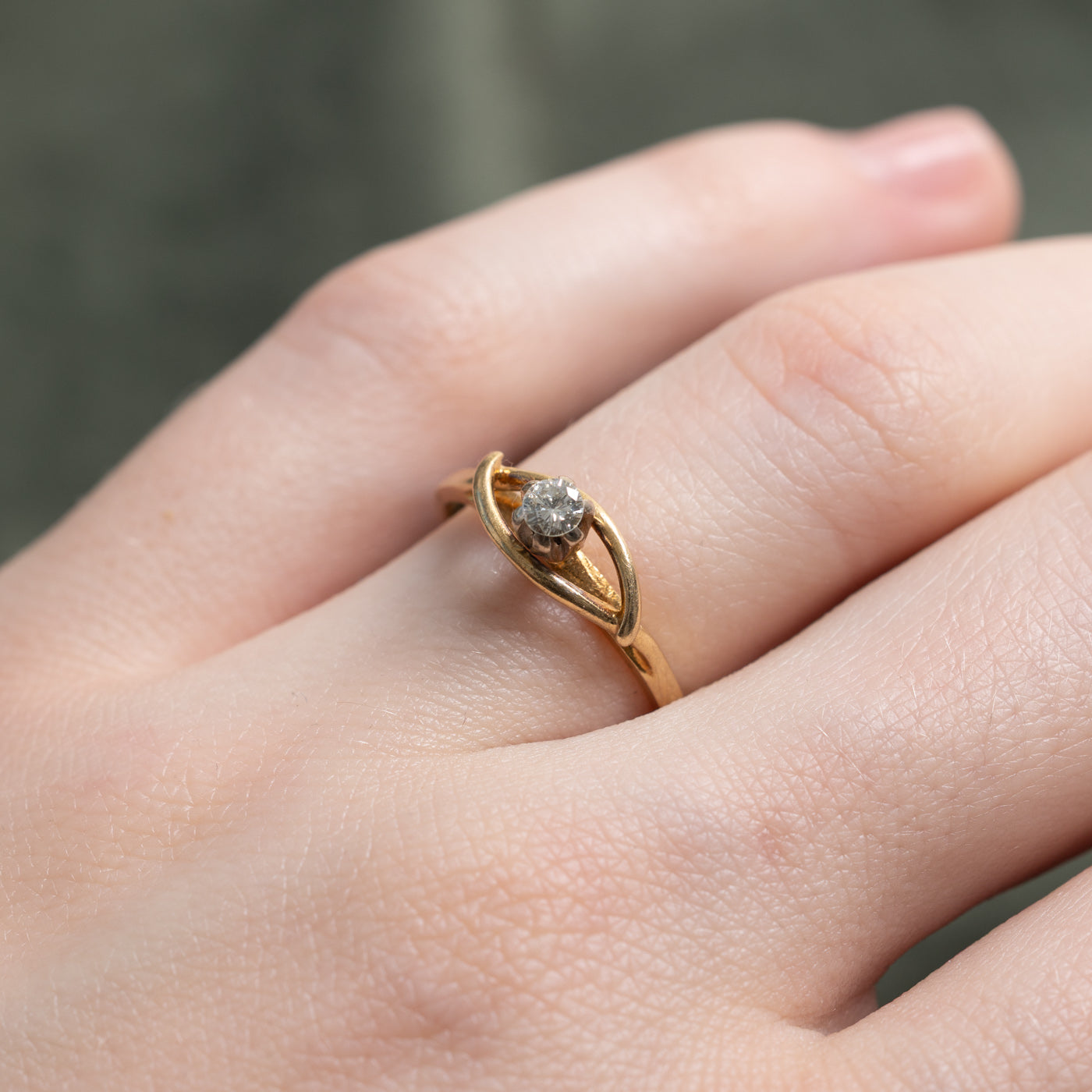 1968 Birmingham 18K Diamond Geometric Petite Ring | 0.11ct | SZ 5.5