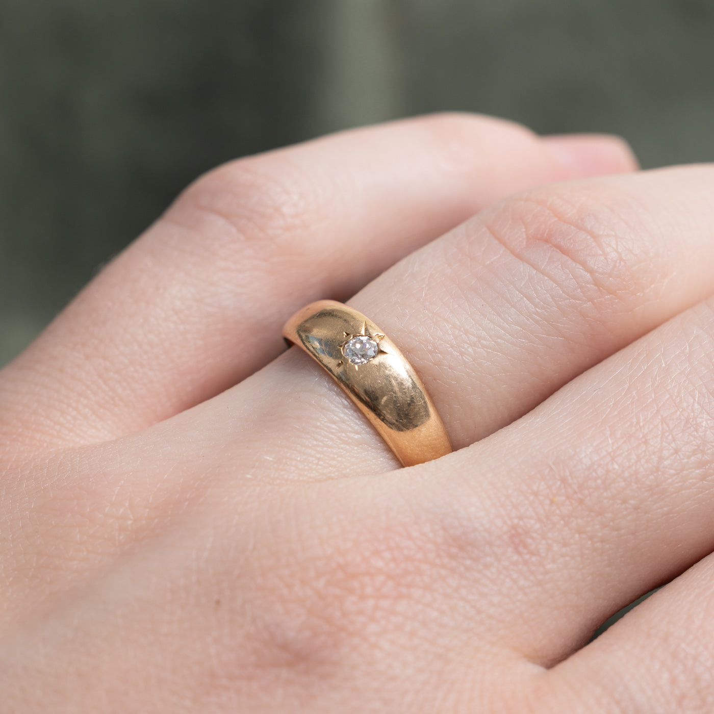 Pseudo Hallmarked 14K Star Set Old European Cut Diamond Band | 0.09ct | SZ 5