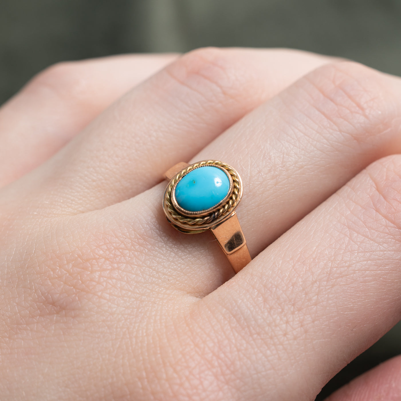 1977 Soviet Hallmarked 14K Bezel Imitation Turquoise Ring | 1.0ct | SZ 7.25