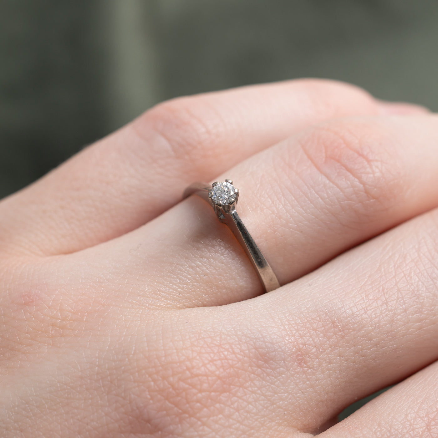 1957 Swedish 18K Petite Solitaire Diamond Ring | 0.08ct | SZ 5.5