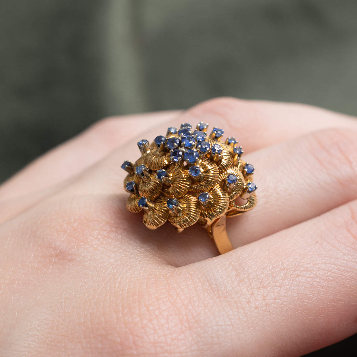 Vintage Italian Sapphire Cluster Cocktail Ring | 0.50ctw | SZ 7.0
