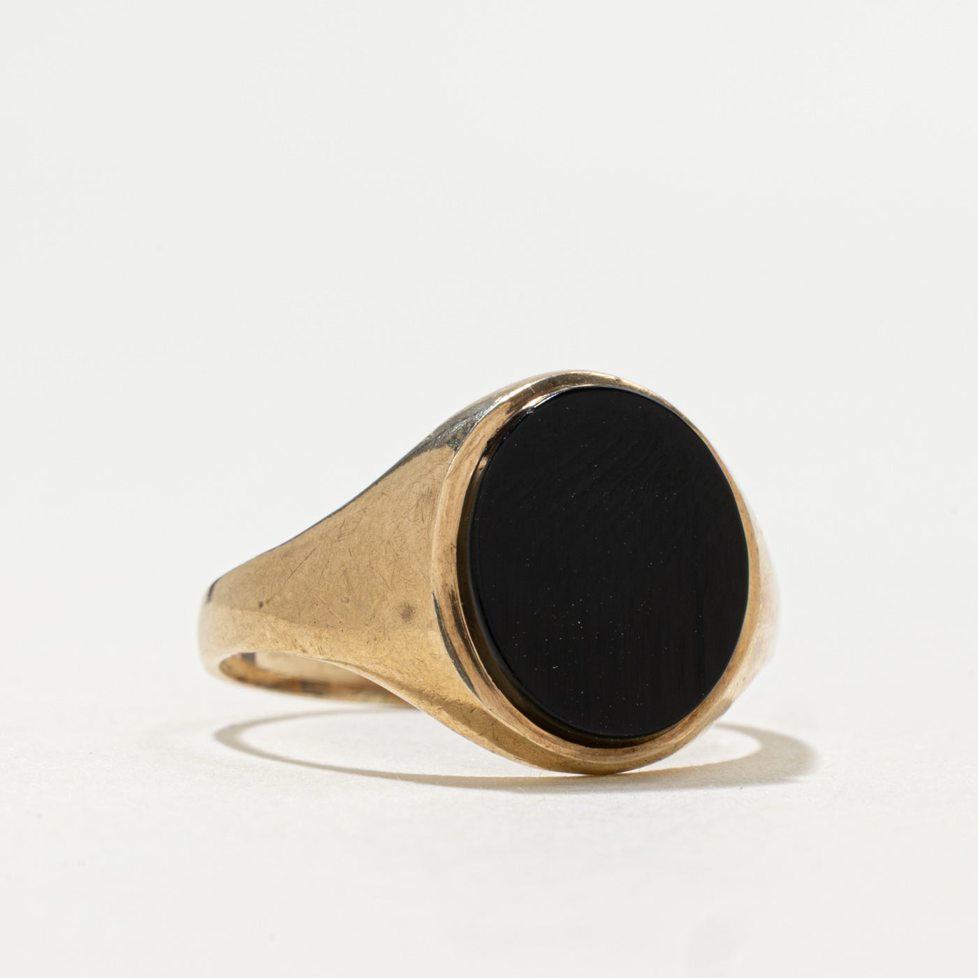 1979 London 9K Oval Onyx Signet Ring | 2.0ct | SZ 6.75