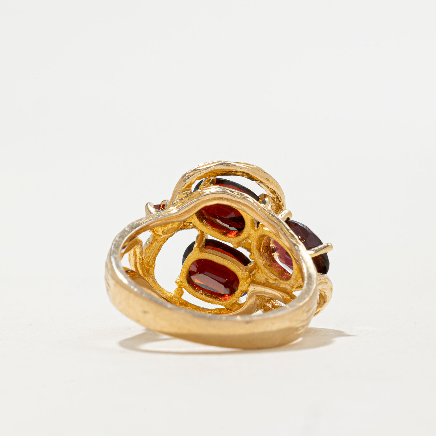 Vintage Canadian 14K Garnet Cluster Abstract Cocktail Ring | 2.10ctw | SZ 5.75