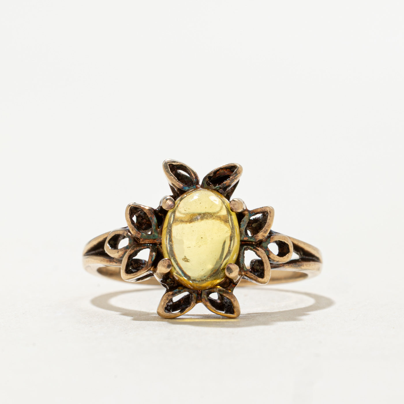 Vintage Canadian 10K Synthetic Yellow Sapphire Ring | 1.70ct | SZ 6.25